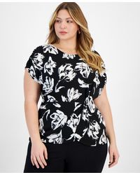 INC International Concepts - Plus Size Printed Twist-front Top - Lyst