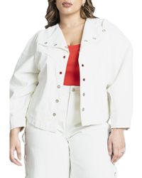 Eloquii - Plus Size Grommet Detail Denim Jacket - Lyst
