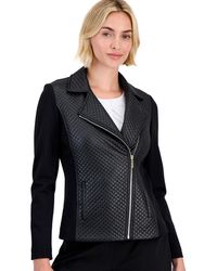 Anne Klein - Petite Long-sleeve Combo Motorcycle Jacket - Lyst