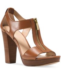 Michael Kors Berkley T-strap Platform Dress Sandals - Brown