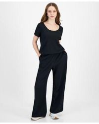 BarIII - Petite Textured Short Sleeve Scoop Neck Top High Rise Textured Wide Leg Pants Created For Macys - Lyst