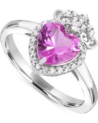 Macy's - Lab Grown 1-3/8 Ct. T.w. And Lab-created White Sapphire 1/3 Ct. T.w. Heart Promise Ring - Lyst