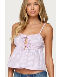 Edikted - Avenly Striped Tie Front Babydoll Top - Lyst