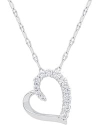 Macy's - Lab-grown White Sapphire Heart 18" Pendant Necklace (5/8 Ct. T.w. - Lyst