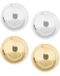 Nine West - Gold-tone And Silver-tone Stud Duo Earring Set - Lyst