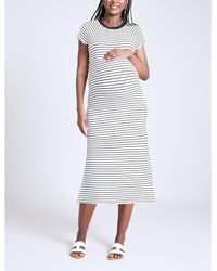 Motherhood Maternity - Maternity Rib Knit Short Sleeve Raglan Midi Dress - Lyst