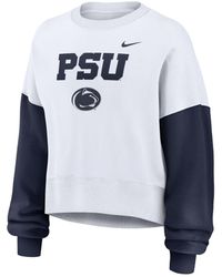売れ筋商品|||ナイキ カットソー トップス レディース Women's White ia Bulldogs Color-Block Oversized Cropped Pullover Sweatshirt White Women's Gameday Couture White Georgia Bulldogs Premium