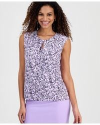 Kasper - Printed Keyhole-neck Sleeveless Top - Lyst