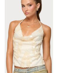 Edikted - Reid Backless Sequin Cowl Neck Top - Lyst