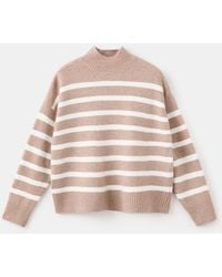 Mango - Oversized Striped Turtleneck Sweater - Lyst