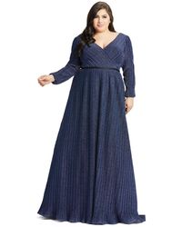 Mac Duggal - Plus Size Midnight Shimmering V-neck Evening Gown - Lyst