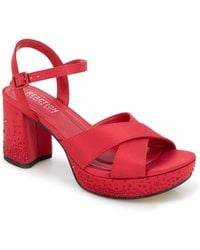 Kenneth Cole - Reeva Silk Platform Sandals - Lyst