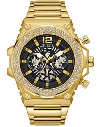 Guess - Multi-function Gold-tone Stainless Steel Watch 48mm - Lyst