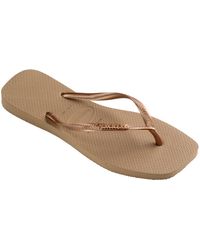 Havaianas - Slim Square Logo Metallic Sandals - Lyst