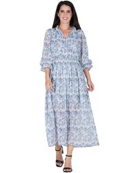Standards & Practices - Floral Print Long Ruffle Sleeve Maxi Dress - Lyst