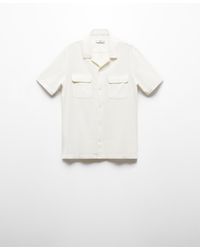 Mango - Bowling Collar Linen Shirt - Lyst