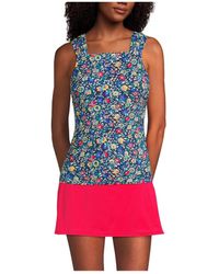 Lands' End - Chlorine Resistant Cap Sleeve High Neck Tankini Swimsuit Top - Lyst