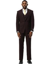 Stacy Adams - 3-piece Paisley Jacket With Solid Vest And Pants Suit Peak Lapel - Lyst