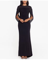 betsy and adam chiffon cape gown