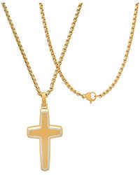 Steeltime - Stainless Steel And 18k Plated Cross Pendant Necklace - Lyst