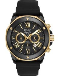 Bulova - Men's Chronograph Marine Star Black Silicone Strap Watch 44mm 98b278 - Lyst