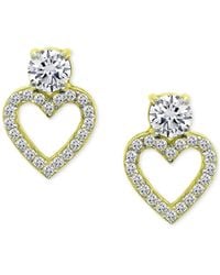 Giani Bernini Cubic Zirconia Heart Stud Earrings In Sterling Silver, Created For Macy's (also Available In 18k Gold-plated Sterling Silver) - Metallic
