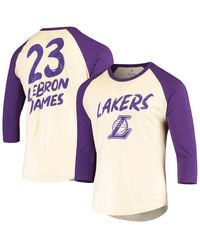 Fanatics - Lebron James Cream And Purple Los Angeles Lakers Raglan 3/4 Sleeve T-shirt - Lyst
