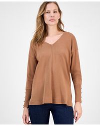 Anne Klein - Button-cuff V-neck Top - Lyst