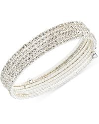 Anne Klein - Silver-tone Multi-row Rhinestone Flex Bracelet - Lyst