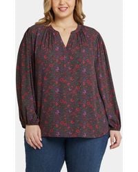 NYDJ - Plus Size Puff Sleeve Popover Top - Lyst