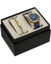 Bulova - Chronograph Diamond-accent Blue Leather Strap Watch 43mm Gift Set - Lyst