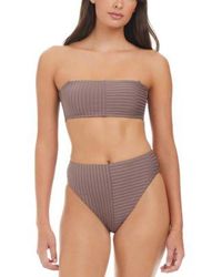 Sanctuary - Refresh Rib Bandeau Bikini Top Rib High Leg High Rise Bikini Bottoms - Lyst