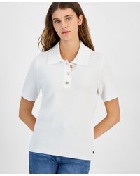 Tommy Hilfiger - Cotton Textured Polo Top - Lyst