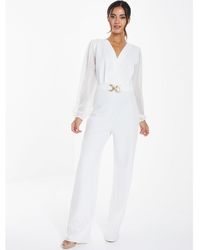 Quiz - Chiffon Buckle Palazzo Jumpsuit - Lyst