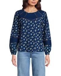Lands' End - Long Sleeve Slub Pintuck Top - Lyst