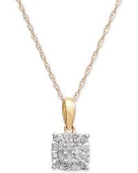 Macy's - Diamond Cluster 18" Pendant Necklace (1/10 Ct. T.w. - Lyst