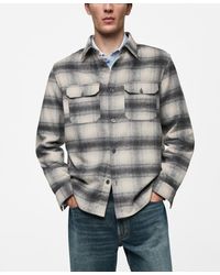 Mango - Pockets Detail Plaid Wool Overshirt - Lyst