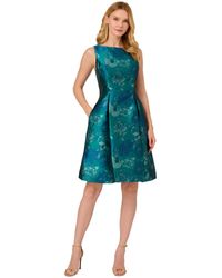 Adrianna Papell - Floral Jacquard Fit & Flare Dress - Lyst