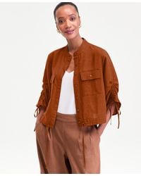 INC International Concepts - Tie-sleeve Chambray Tie-waist Blouse - Lyst