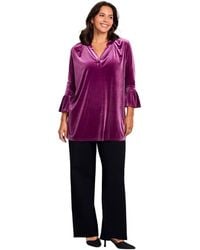 Avenue - Plus Size Split Neck Bell Sleeve Top - Lyst