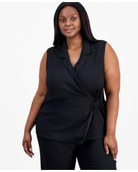 Anne Klein - Plus Size Notch-collar Sleeveless Wrap Top - Lyst