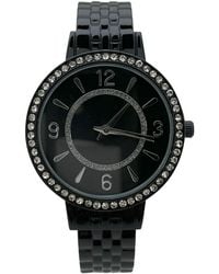 Olivia Pratt - Round Face Rhinestone Bezel Textured Bangle Watch - Lyst