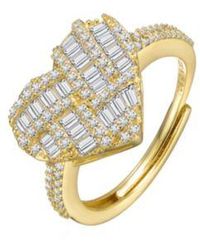 Genevive Jewelry - Sterling Silver 14k Plated Cubic Zirconia Puffed Heart Ring - Lyst