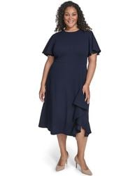 Calvin Klein Plus Size Illusion-trim Sheath Dress in Black | Lyst