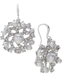 Charter Club - Imitation Pearl & Glass Crystal Swirl Cluster Drop Earrings - Lyst