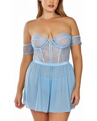 iCollection - Plus Size 2pc. Babydoll Lingerie Set Patterned - Lyst