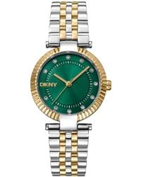 DKNY - Essential Glitz Dark Green Dial Gold Two-tone Stainless Steel Bracelet Watch 30mm - Lyst