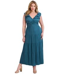 Siena Jewelry - Plus Size V-neck Sleeveless Tiered Maxi Dress - Lyst