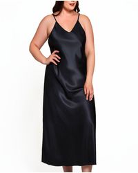 iCollection - Plus Size Victoria Long Satin Lingerie Gown - Lyst