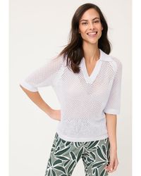 Olsen - Ajour Knit Polo Sweater - Lyst